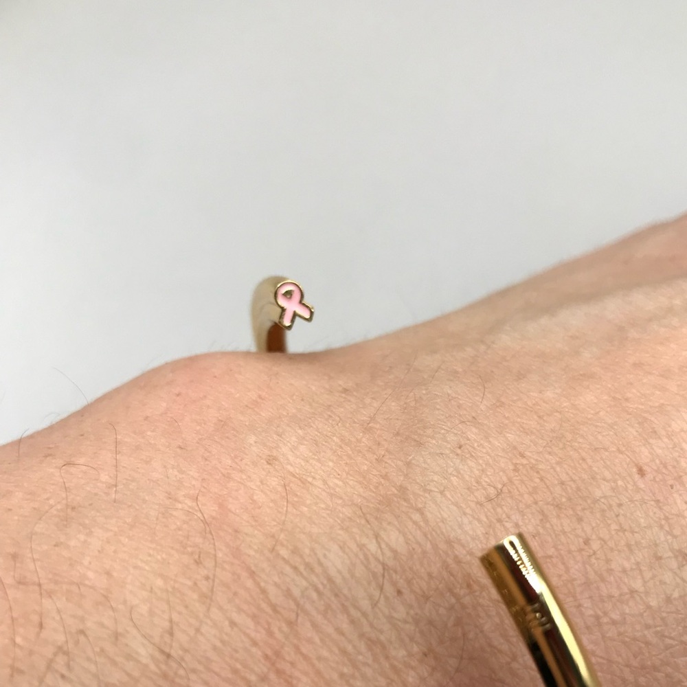 Laundry By Shelli Seagal Breast Cancer Awareness Gold-Tone Cuff Bracelet - Picture 8 of 10